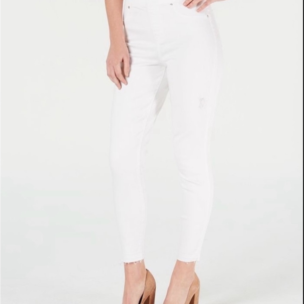 NWT SPANX DISTRESSED SKINNY White JEANS XL 14-16 - Picture 2 of 9